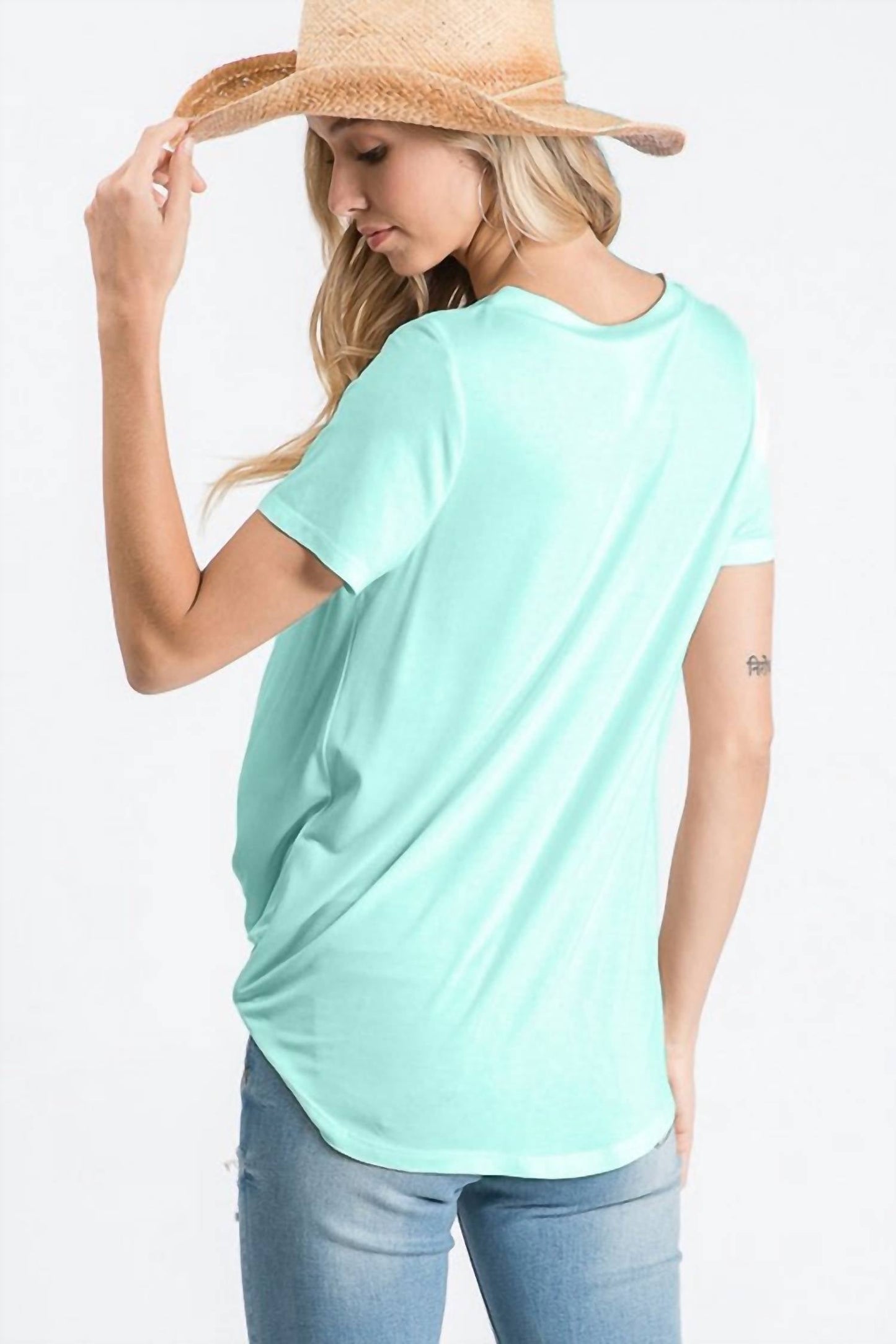 7Th Ray - Solid V Neck Knotted Top