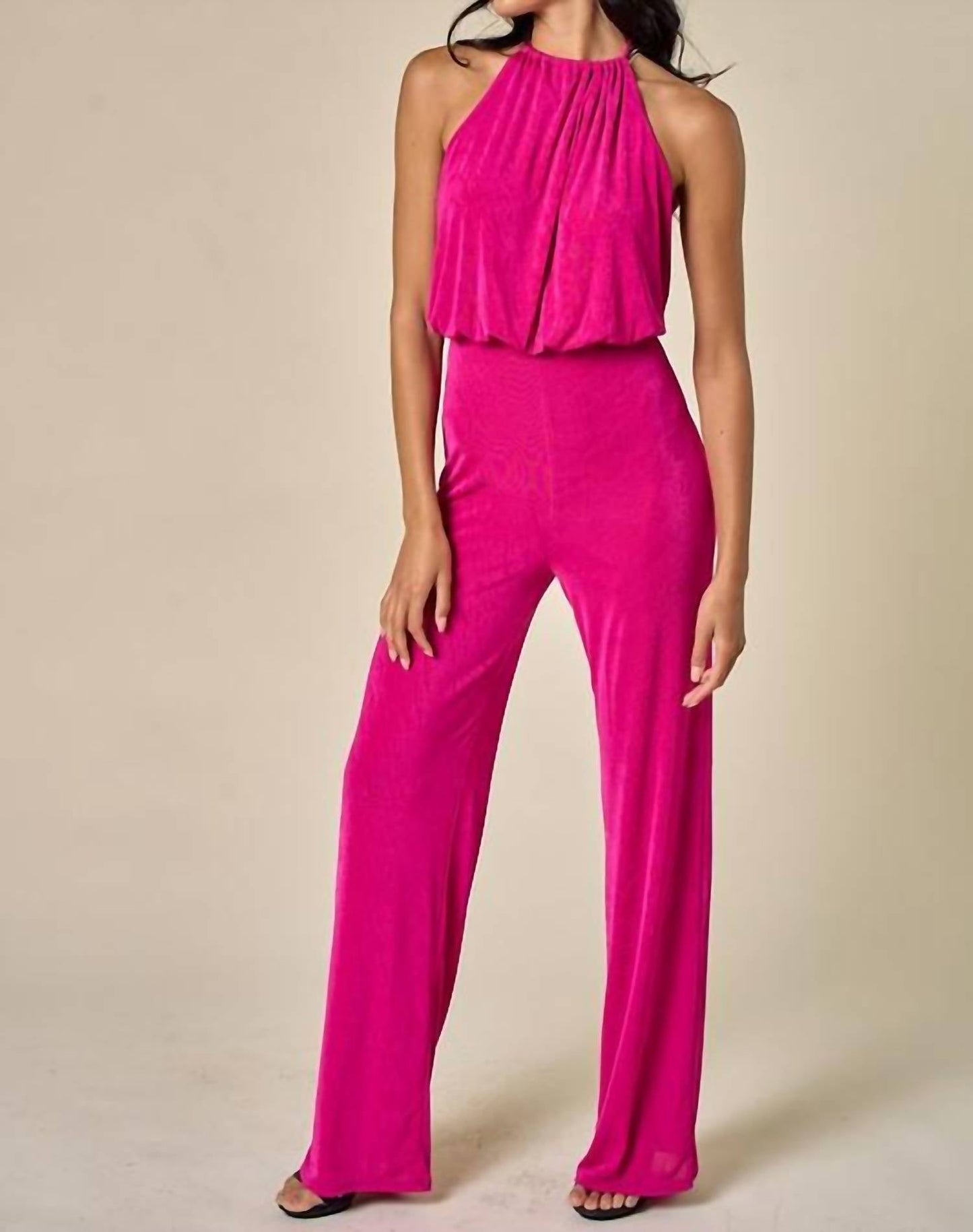 Blue Blush - Halter Neck Open Back Jumpsuit