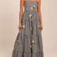 Rosa Clothing - Embroidered Pleated Hem Dress