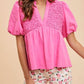 Anniewear - Honeycomb Smocked Babydoll Blouse