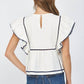 Fate - Lace Insert Embroidered Flutter Sleeve Blouse