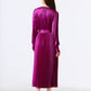 Joseph Ribkoff - Pleated Satin Belted Midi Wrap Dress
