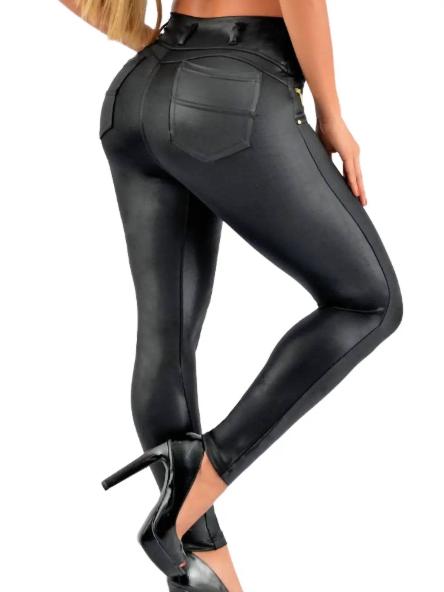 Siluets - Leather Look Shapewear Dress Pants – Butt Lift, Cellulite Control & Flawless Silhouette