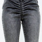 American Bazi - Chic V Cut Ruched Flare Pants