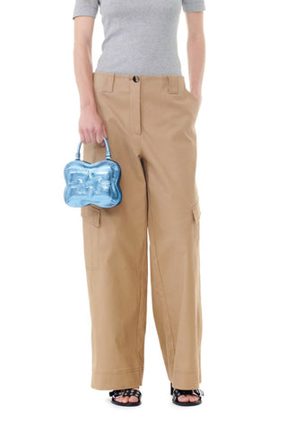 Ganni - Herringbone Canvas Mid Waist Trousers