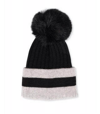 Haute Shore - KIDS Striped Hat Faux Pom Pom