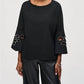 Joseph Ribkoff - Embellished Boat Neck Cut-out 3/4 Sleeves Top