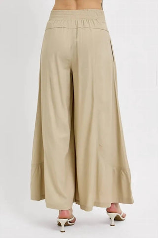 Risen - Shirring Detail Wide Leg Pants