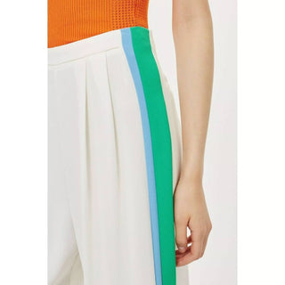 Topshop - Pleated Wide Leg Crop Pants with Side Stripes