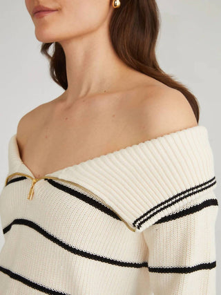 525 America - Sierra Off Shoulder Striped Pullover
