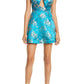 SAU LEE Jessica Floral Brocade Halter Minidress in Teal, Size 14