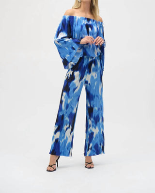 Joseph Ribkoff - Tropical Print Pleated Off-shoulder Top