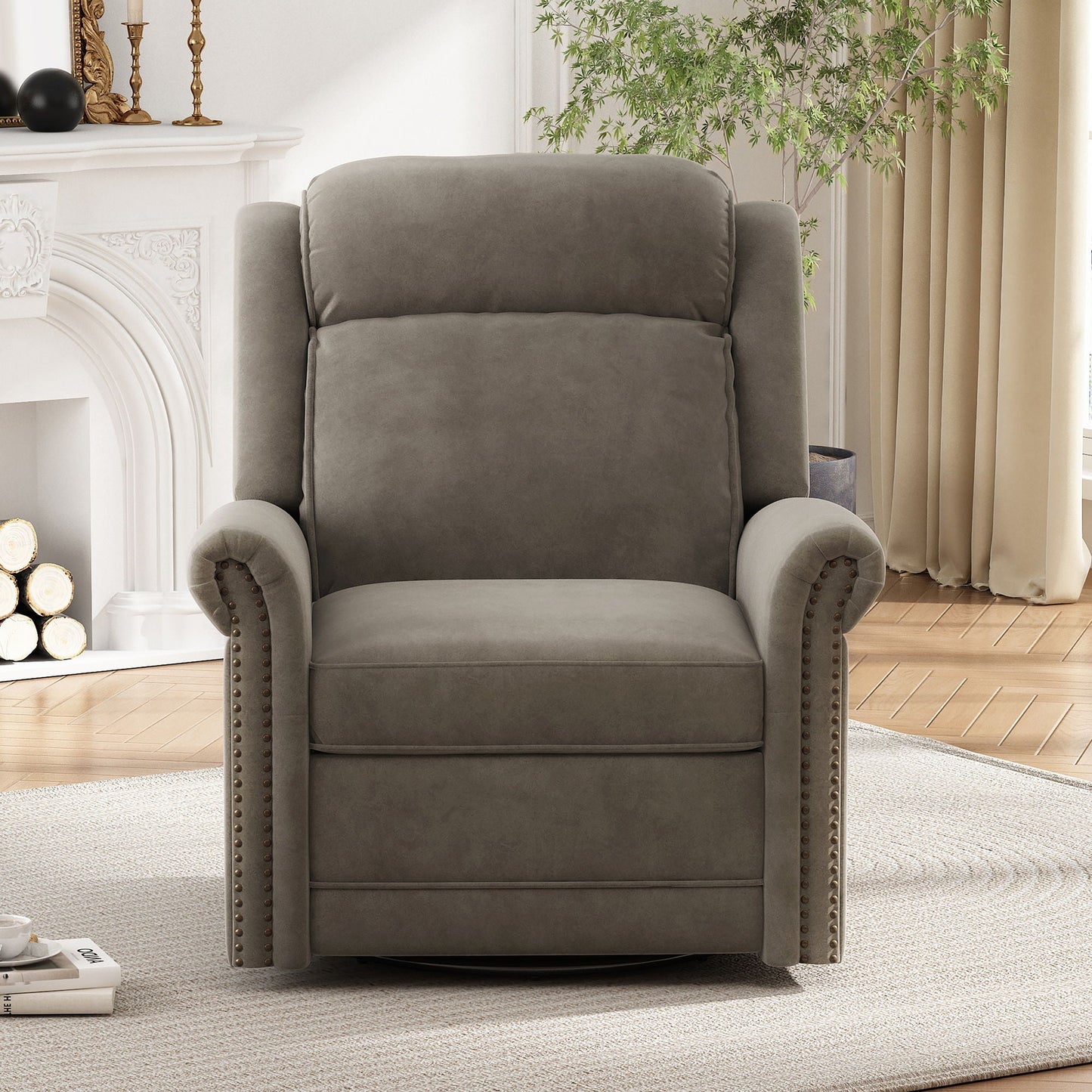 360 Degrees Swivel Manual Rocking Recliner with Adjustable Backrest