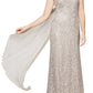 Alex Evenings Sequin Lace Drape Back Gown in Buff Size 8
