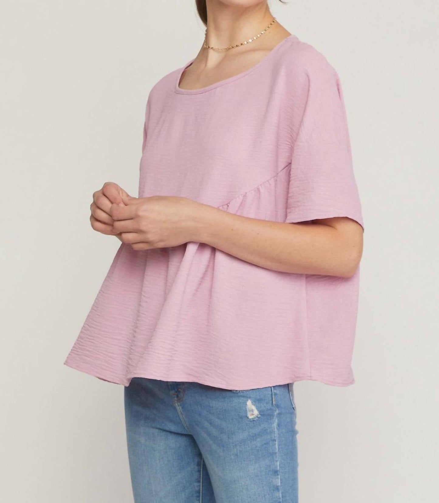 Entro - Round Neck Babydoll Top