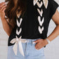 Dear Lover - Satin Bow Cable Knit Sweater Vest