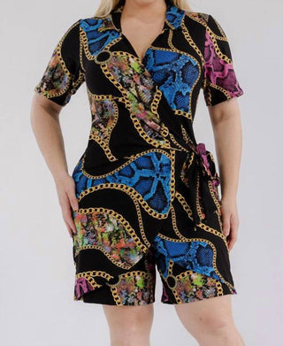 Karen T Design - Chain Print Wrap Romper