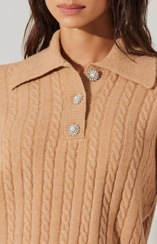 Astr - Cable Decor Button Sweater