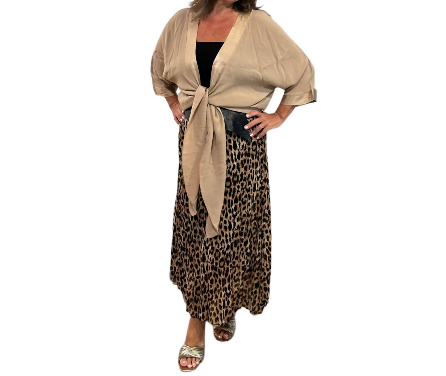 Milio Milano - Three Quarter Sleeve Drapy Tie Top