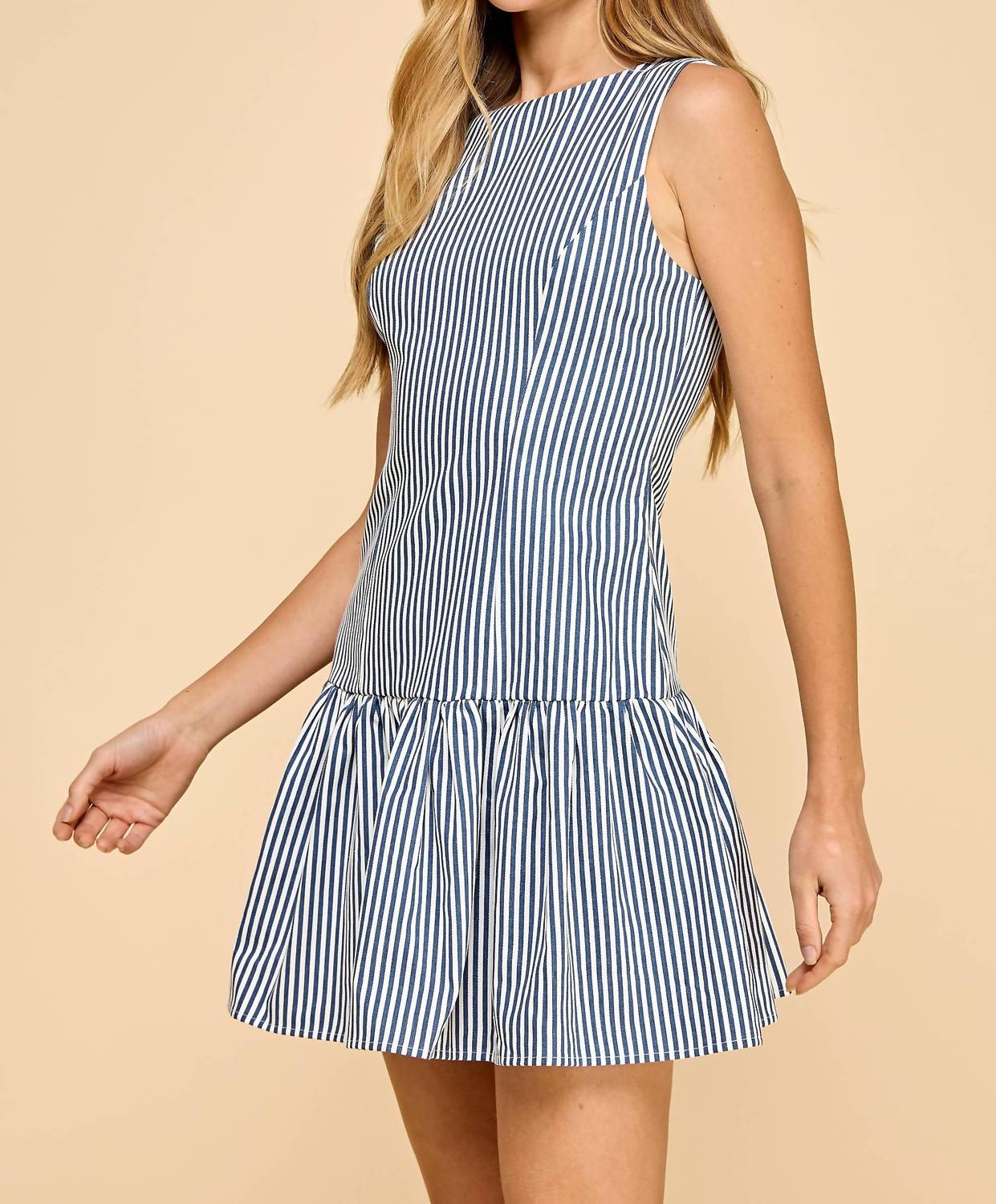 Tcec - Striped Ruffled Hem Mini Dress