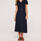 Apricot - Linen Blend Belted Shirt Midi Dress