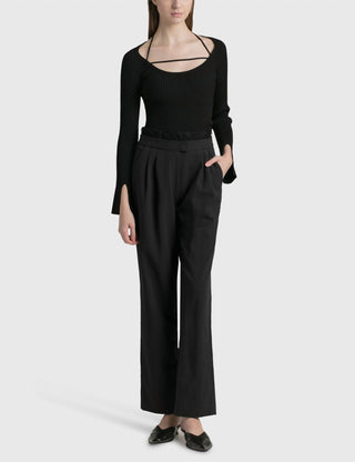 Simkhai - Minka Compact Rib Long Sleeve Halter Top