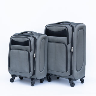 Two-Piece Oxford Fabric Softside Luggage Set — Gray (20" + 24")