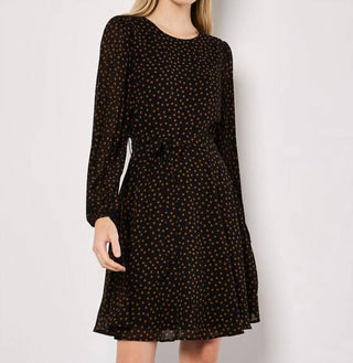 Apricot - PLEATED SLEEVE POLKADOT DRESS
