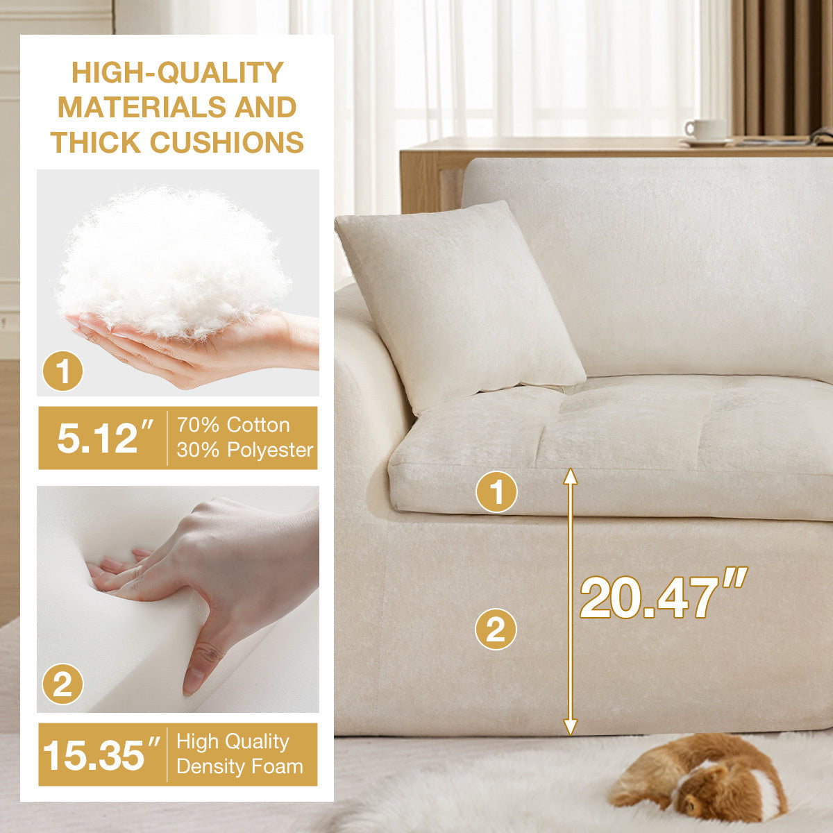 110'' Cloud Sectional Couch for Living Room