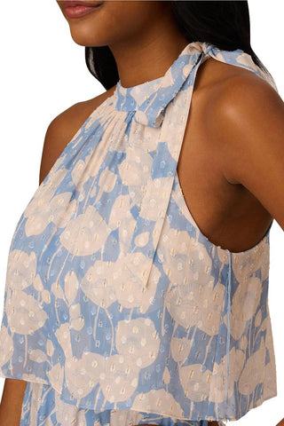 Adrianna Papell - Blouson Floral Print Chiffon Dress