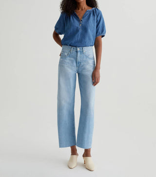 Ag Jeans - Hattie Cotton Raw-edge Wide-leg Crop Jeans