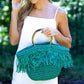Anju - Women's Santorini Fringe Bag With Wood Handle