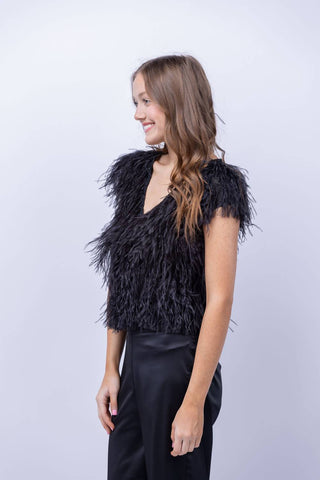 Emily Shalant - Feather V-neck Short Sleeve Tee