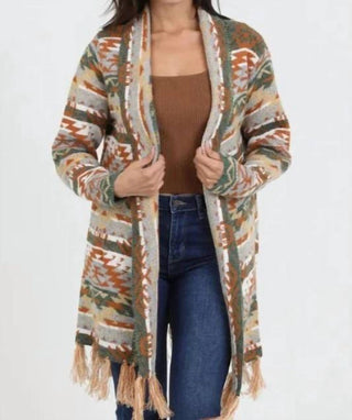 Angie - Alena Aztec Fringe Cardigan