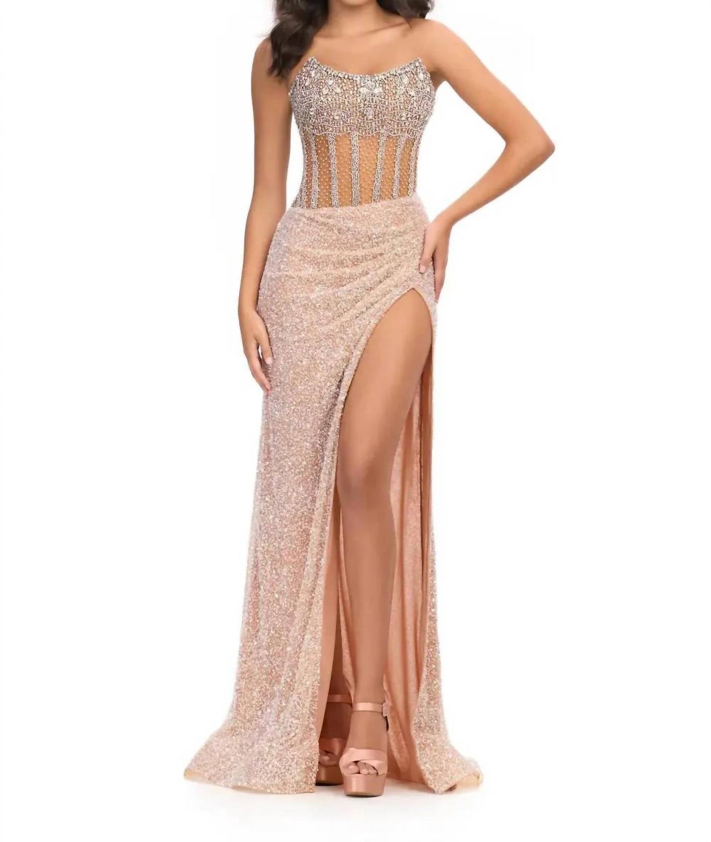 Ashleylauren - Dazzling Fully Hand Beaded Gown