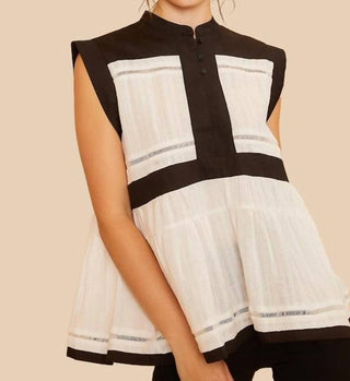 Anniewear - Contrast Trim Peplum Top