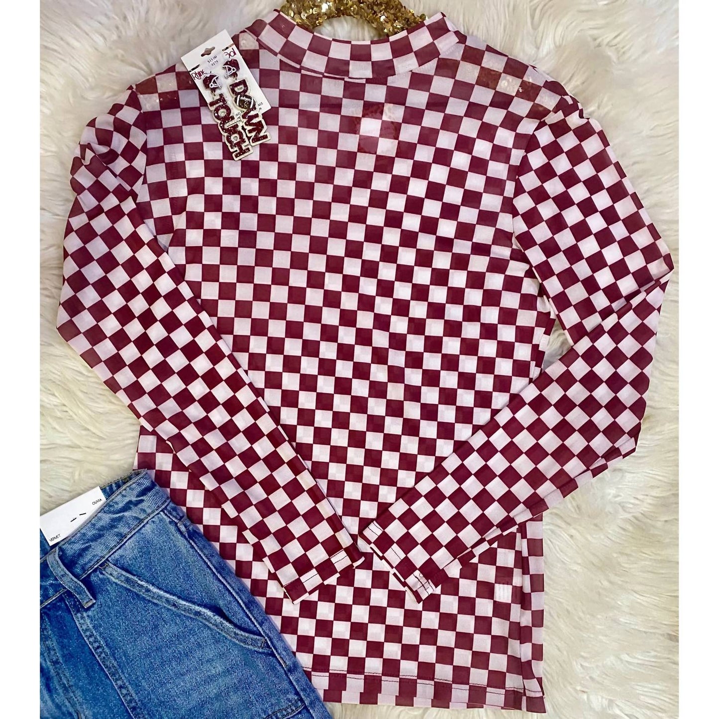 Sterling Kreek - Game Day Checkered Mesh Top