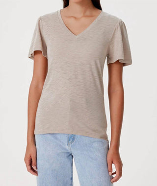 Goldie - Signature Slub Flutter Sleeve V Neck Tee