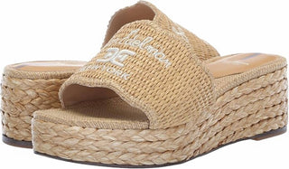 Sam Edelman - Women's Camila Raffia Squared Open Toe Slip On Wedge Heeled Sandals