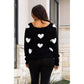 Julia Rose - Stephanie V Neck Heart Sweater