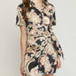 Entro - Satin Paisley Short Faux Wrap Dress