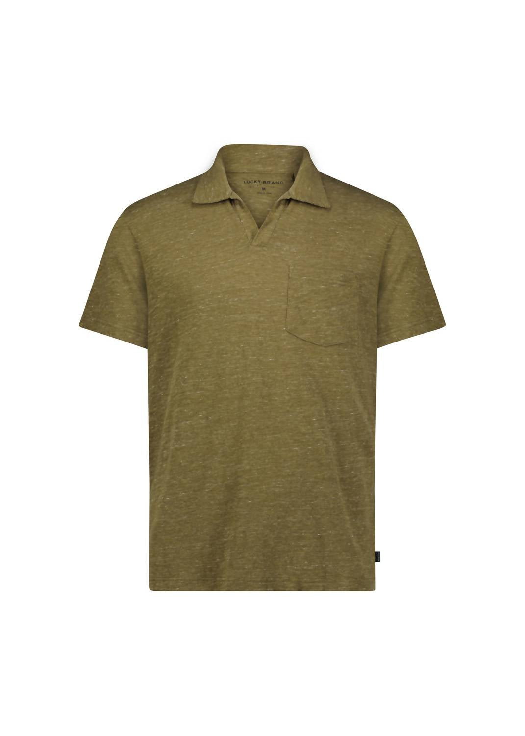 Lucky Brand - Linen Short Sleeve Johnny Collar Polo