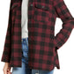 Women's Burgundy Plaid Flannel Shirt Jacket - X Small