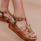 Bedstu - Women's Buckle Ankle Strap Wooden Wedge Sandal
