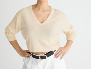 J.Crew - Cashmere Relaxed Cropped V-neck Sweater