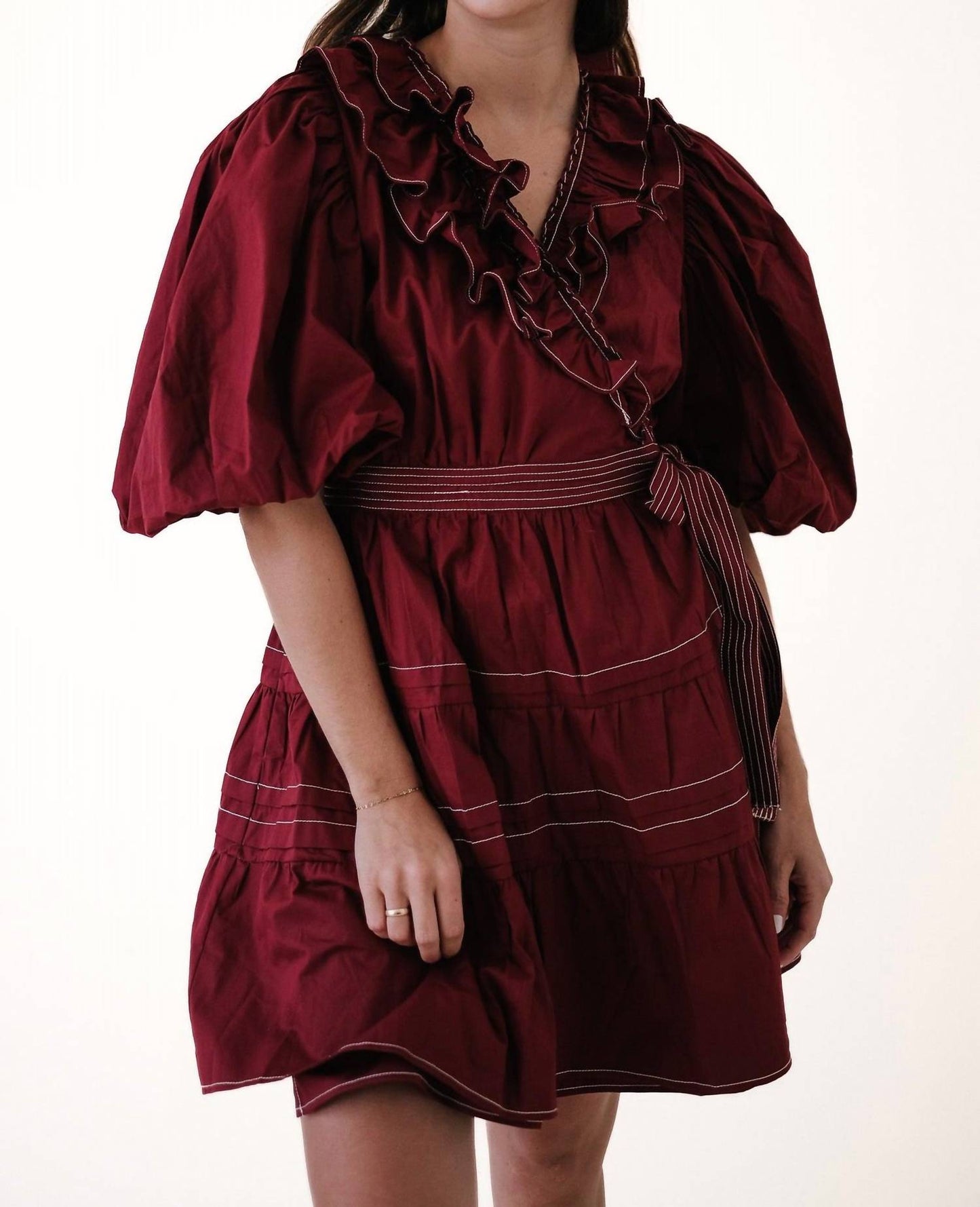 Sofie The Label - Tabitha Contrast Stitch Wrap Mini Dress