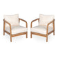 Outdoor Lounge Chair With Woven Backrest and Solid Wood Frame