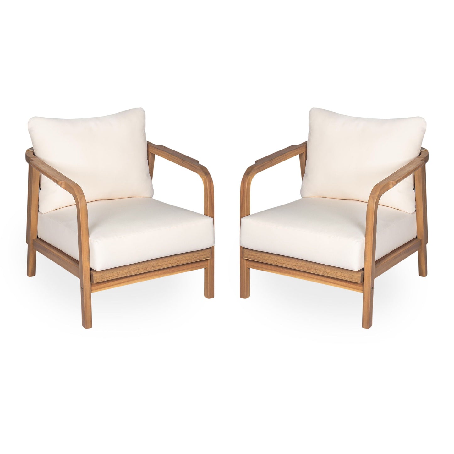 Outdoor Lounge Chair With Woven Backrest and Solid Wood Frame