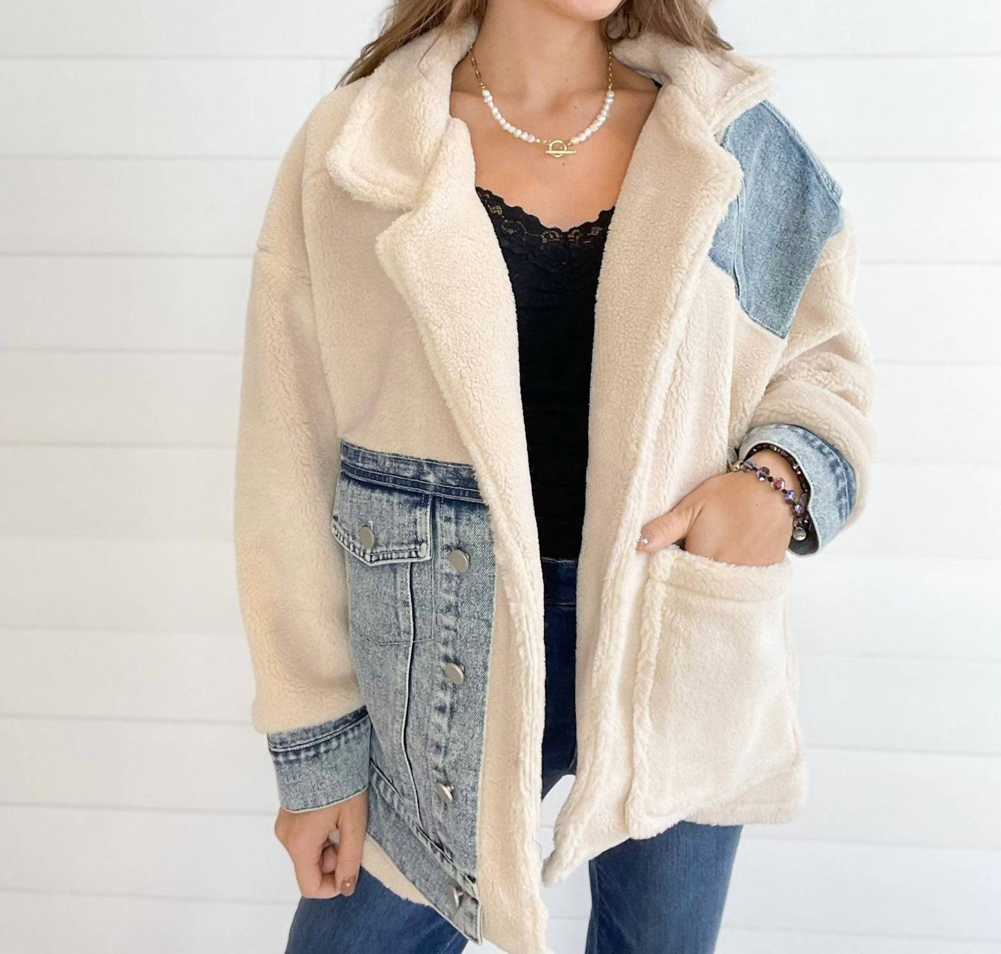 Ellison - Mixed Media Sherpa Denim Jacket