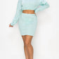 Haute Monde - Kiki Knit Crocheted Mesh Top And Knit Crocheted Mesh Skirt Set